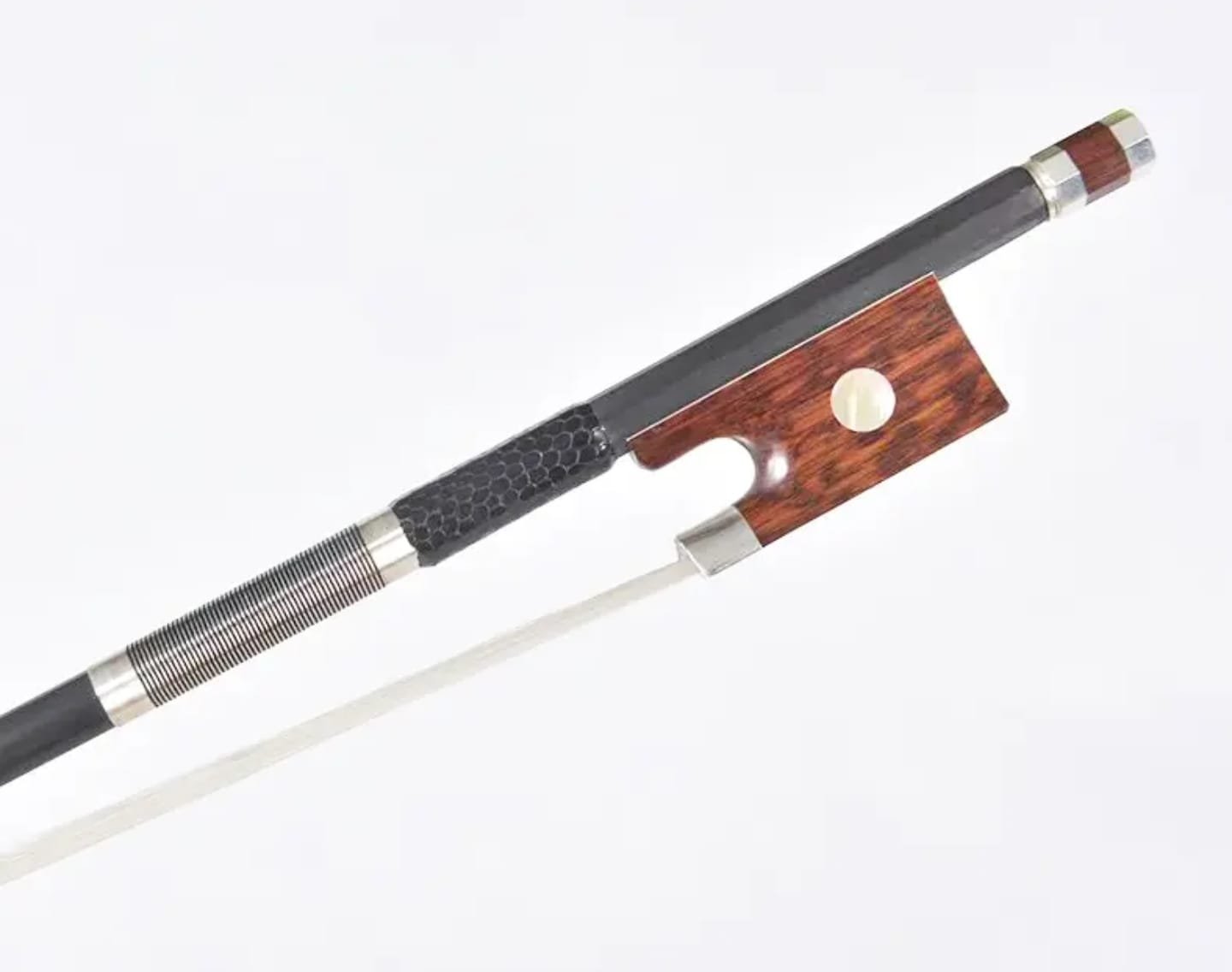 Close detail of an Evolve bow handle and frog