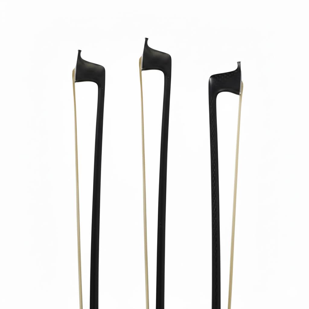Three Evolve bows standing side by side